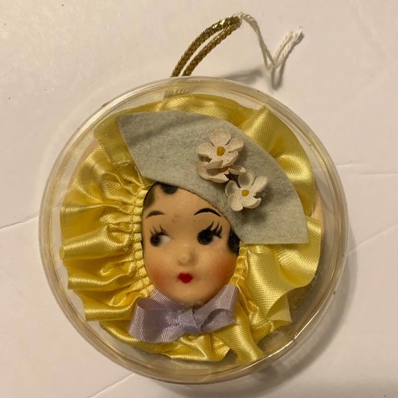 A. Stuart Vintage Scented Creations Lady Face Hat Yellow Ribbon HTF Rare - Picture 1 of 8